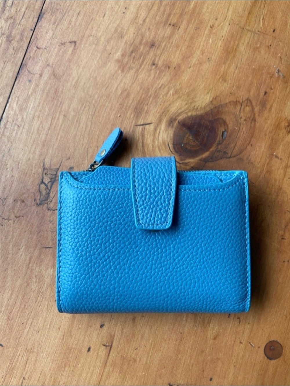 Peacock Blue Pebbled Leather Wallet